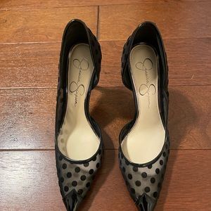 Jessica Simpson black polka dot heels. Super cute only worn once! 8.5 women’s